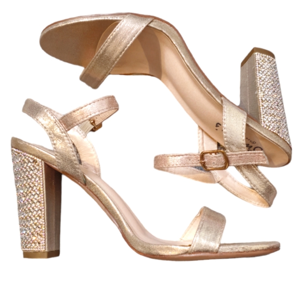 Women's Bling Gold Metallic Heels Size: 9.5 - Wedding, Prom, Homecoming Shoes